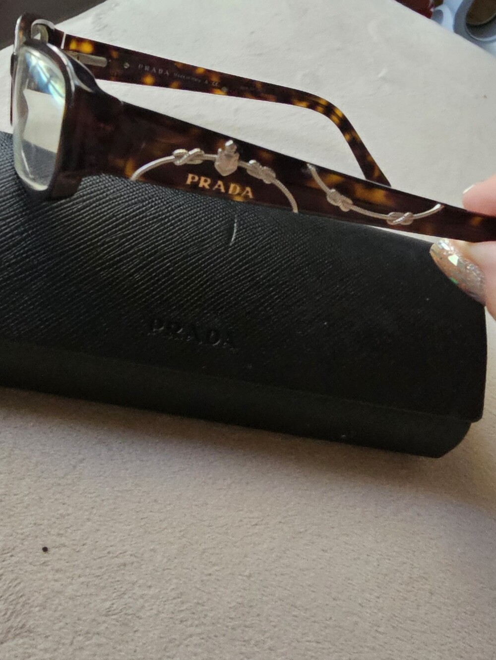 Prada Women's Iconic Distinctive Vintage Rectangular Glasses in Tortoiseshell